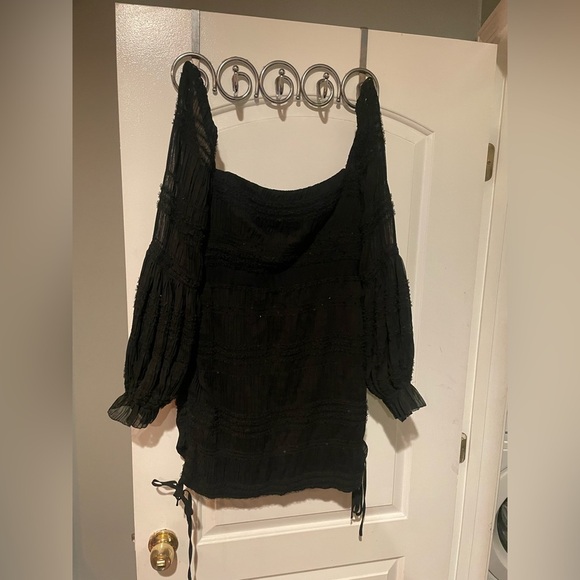 New! Self-Portrait Shirred Chiffon Long Sleeve Sequin Black Mini Dress 🖤 size 10 - Picture 11 of 15